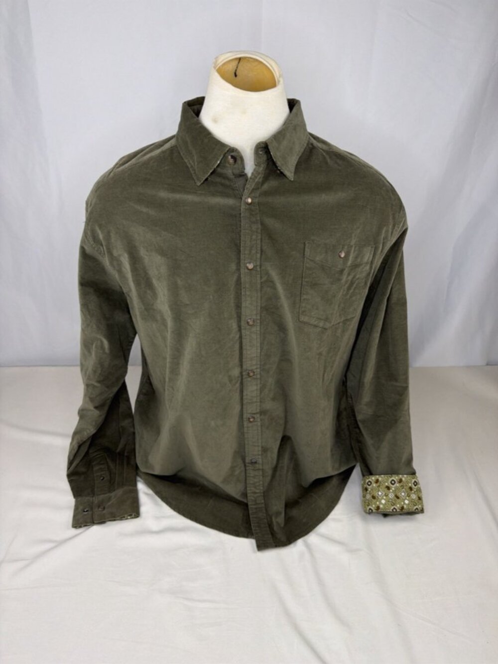 Mountain Khakis Waylon Corduroy Western Shirt Men's XXL Pearl Snap Green